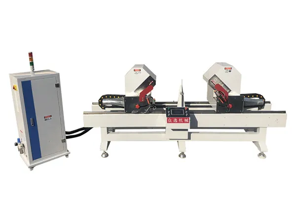Sierra ingletadora CNC de doble cabezal